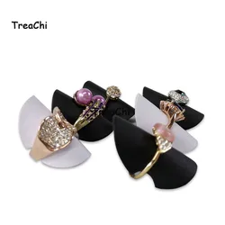25Pcs/Lot Adjustable Leatherette Jewelry Ring Holder 4cm Dia White Black Ring Organizer Storage Exhibitor Sheet Stand Ring Rack