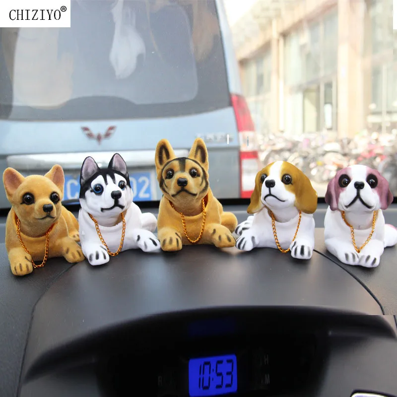 Car Doll Husky Beagle St Bernard Shepherd Shake Head Dog Car Interior Decoration Cute Creative Gift Tabletop Ornament