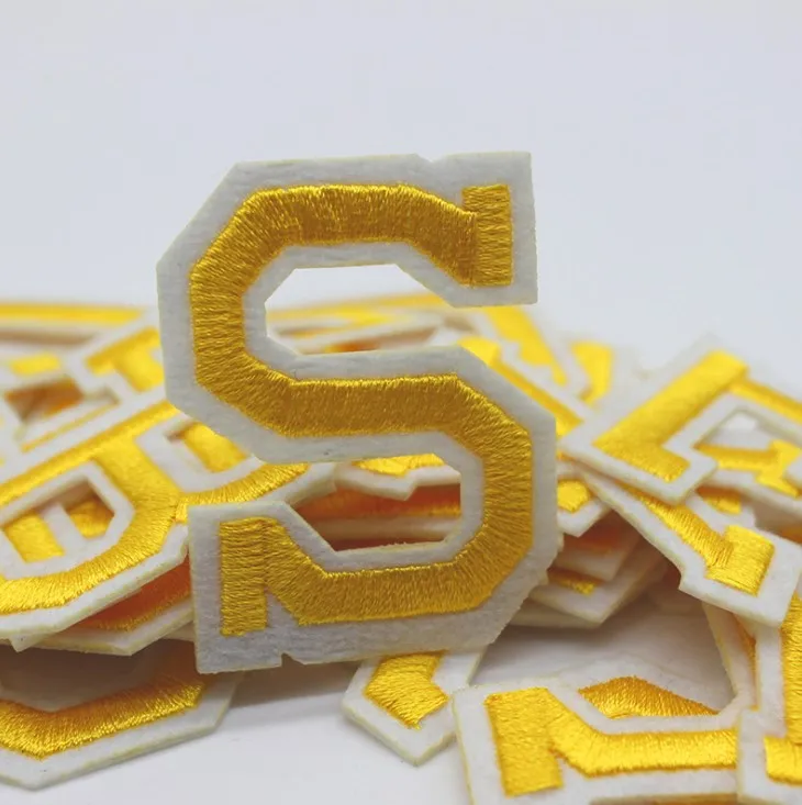 1Pcs Yellow Letter Applique Patch For Kids Clothing Hats Alphabet Embroidered Sew On Applique Diy Iron On Letters Name Patches