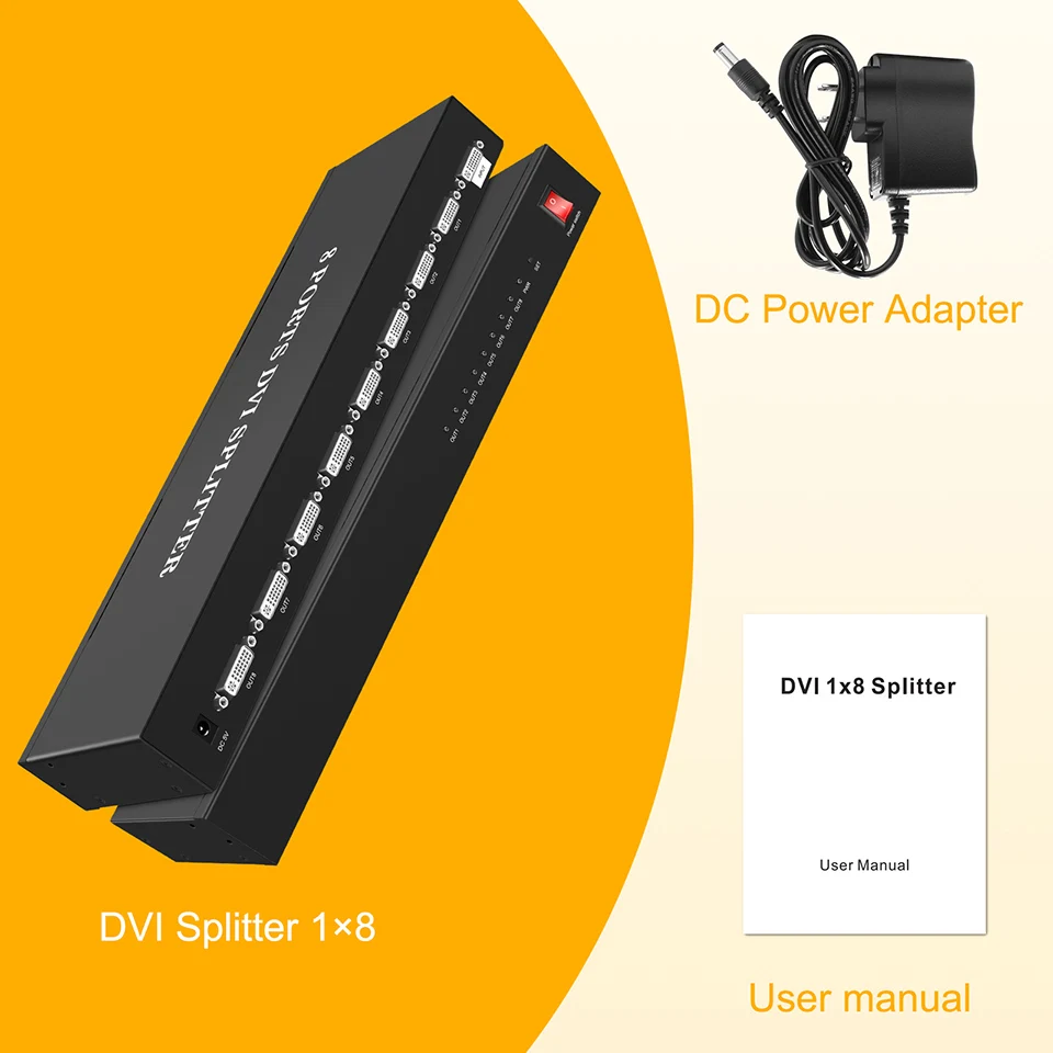 

DVI Splitter 1x8 8 Port DVI Distribution 1 input 8 Output Support Multiple Video Display 1920x1440