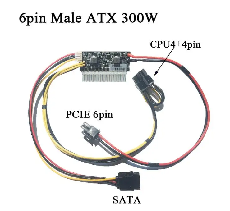 PCIE 6pin male /DC 12V input DC-ATX Peak PSU Pico ATX Switch Mining PSU 24pin MINI ITX DC to Car ATX PC Power Supply