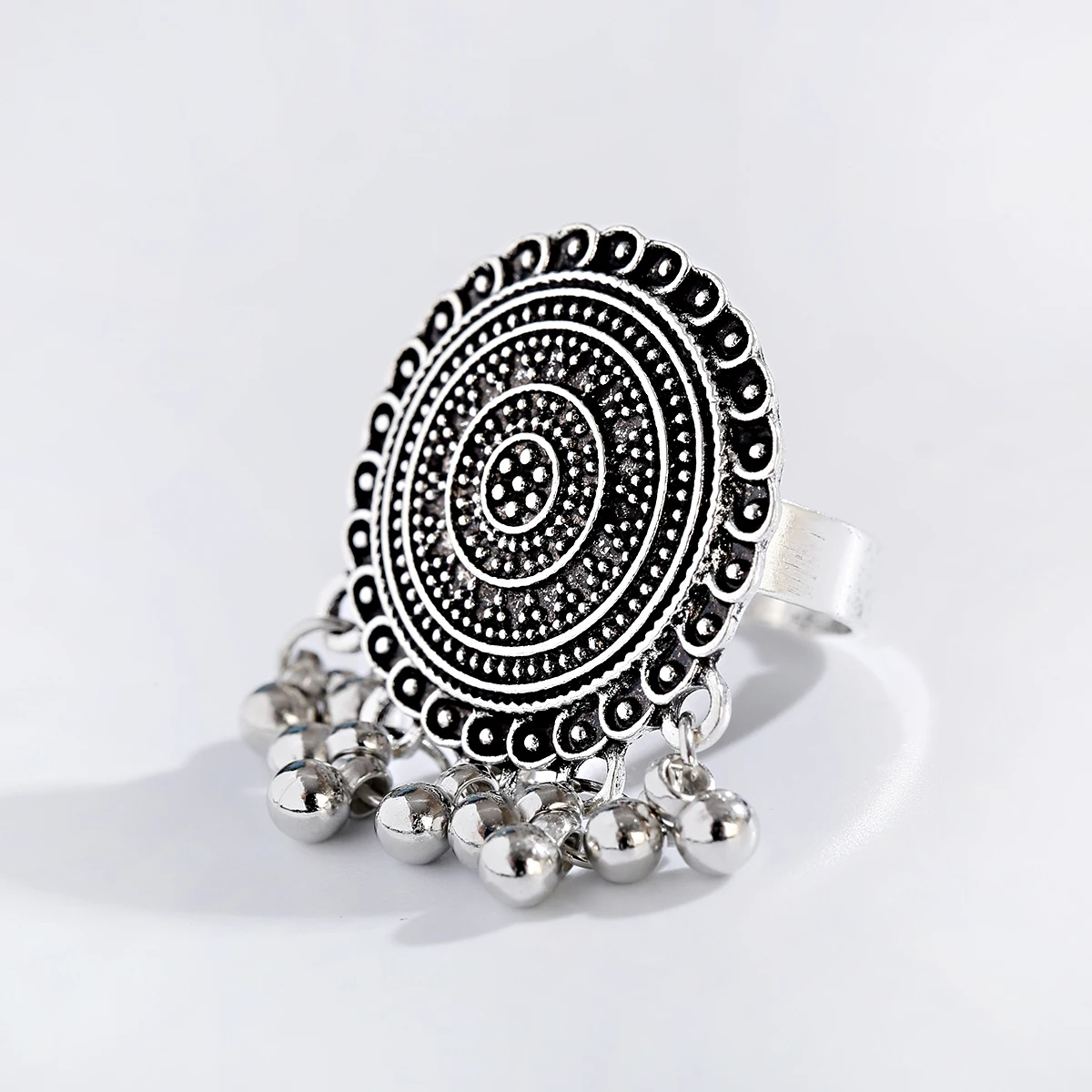 Gypsy Tribal Women\'s Ring  Indian Jewelry Bohemian Silver Color CZ Flower Rings Vintage Adjustable Wedding Party Jewelry Gift