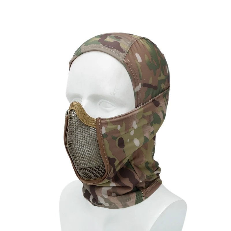 Hunting Mask Headgear Military Combat Balaclava Cap Tactical Half Face Steel Mesh Airsoft Paintball Masks for Paintball