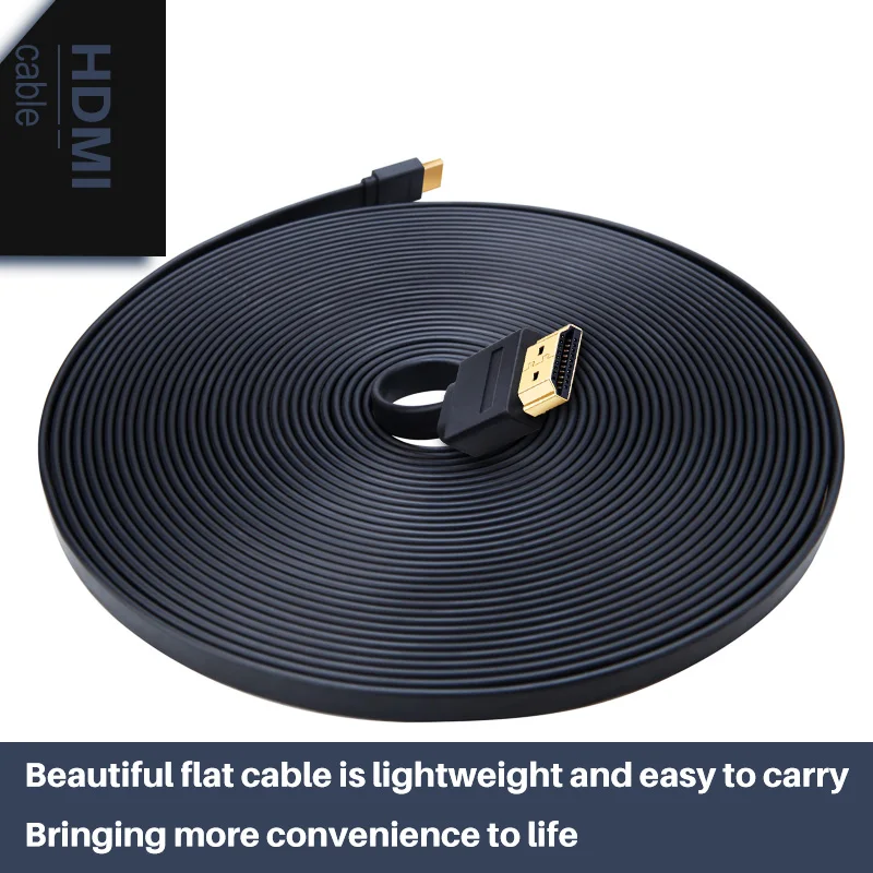 Shuliancableフラットhdmiケーブル高速1080 1080p 3Dゴールドメッキhdtv xboxプロジェクターコンピュータ0.3メートル1メートル1.5メートル2メートル3メートル5メートル7.5メートル10メートル15メートル