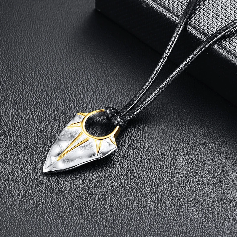 Vnox Men Rock Punk Arrow and Sun Elements Pendant Necklaces for Male Hip-hop Party Wear Jewelry