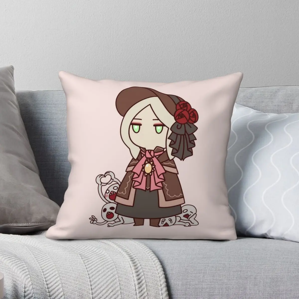 

Plain Doll Square Pillowcase Polyester Linen Velvet Printed Zip Decor Throw Pillow Case Home Cushion Cover 18"