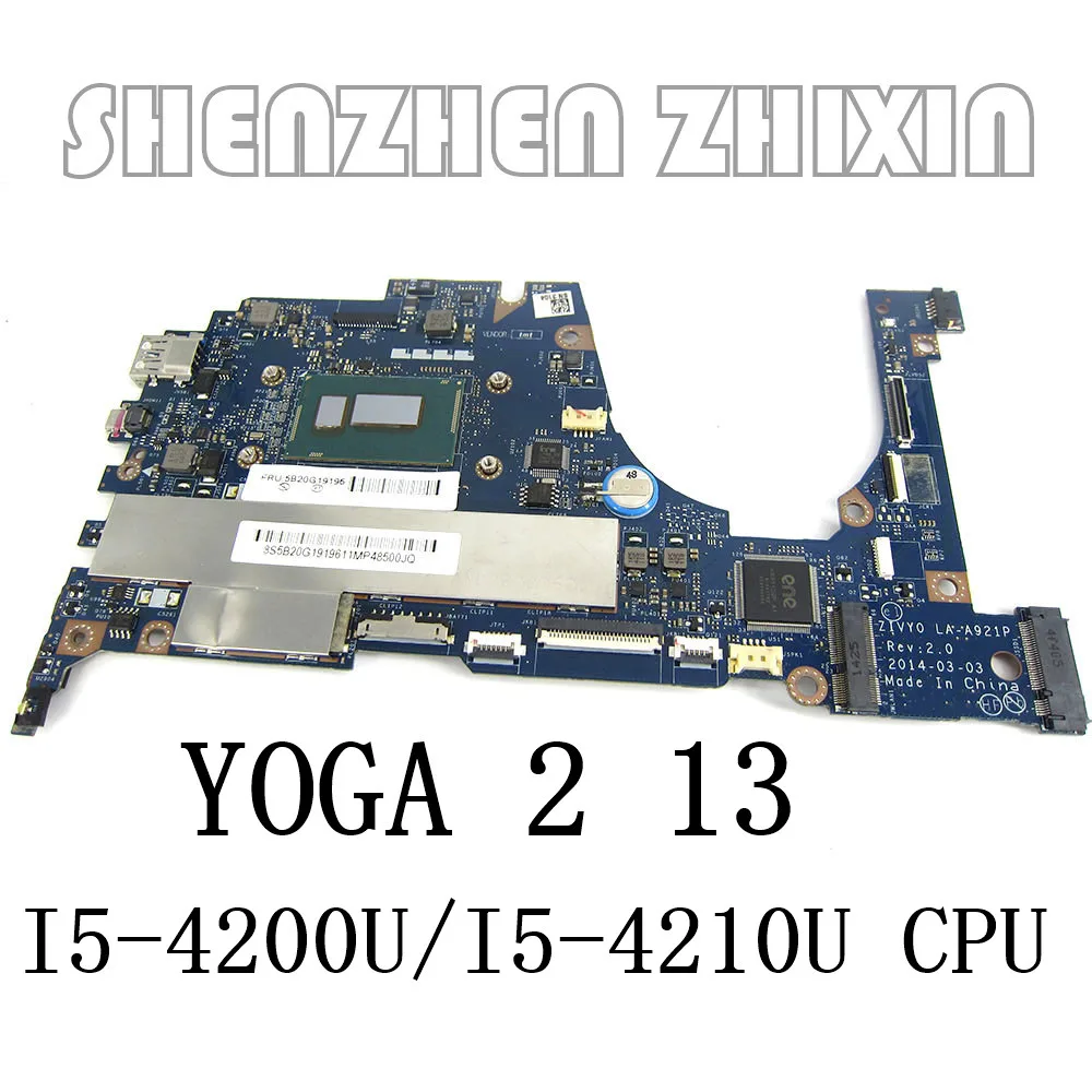 yourui for Lenovo YOGA 2 13 Laptop Motherboard with I5-4200/4210 CPU 4GB RAM ZIVY0  LA-A921 mainborard full test