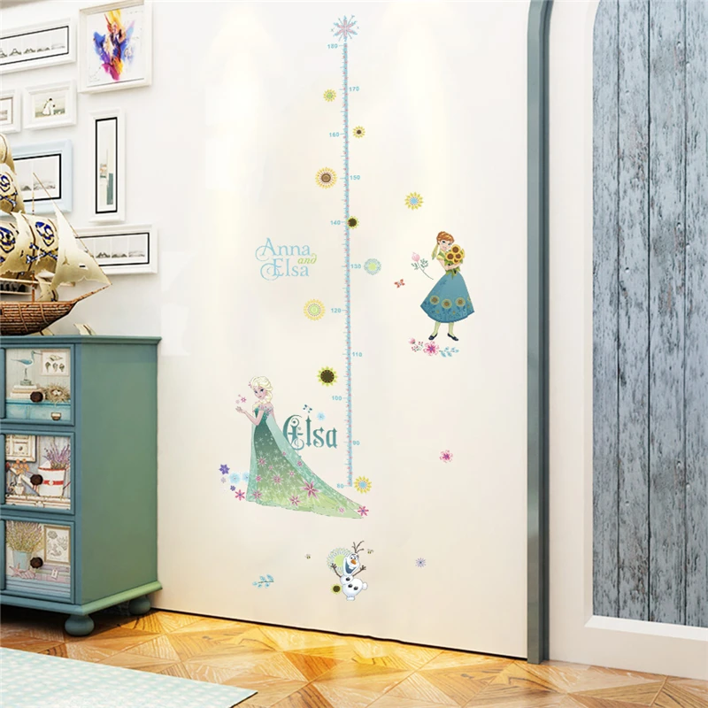 Frozen Height Measure Wall Sticker For Kids Rooms Princess Children Growth Chart Ruler Cartoon Elsa Anna Gauge Home Decor Decal