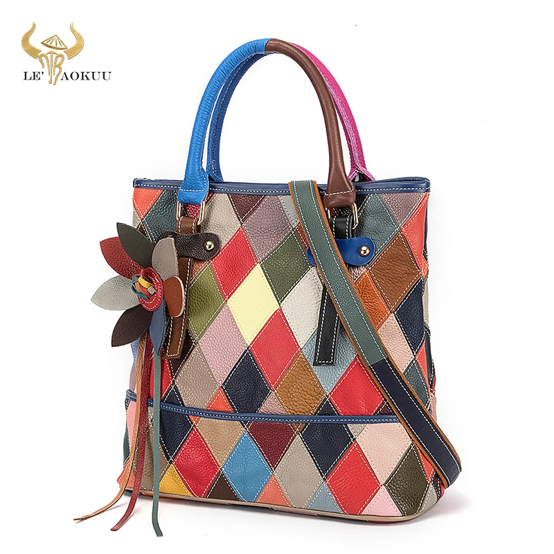 

New Multi-Color Genuine Real Leather Luxury Ladies Big Shopper Purse And Handbag Shoulder bag Women Designer Female Tote bag 532