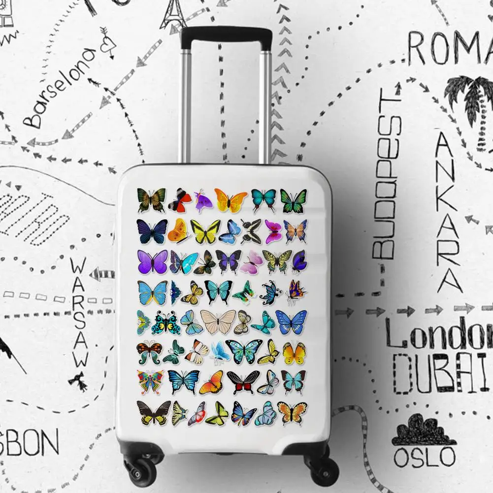 1 Set Stiker Alat Tulis Tahan Lama Tidak Ada Residu Stiker Koper Pelindung Matahari Pola Kupu-kupu Stiker