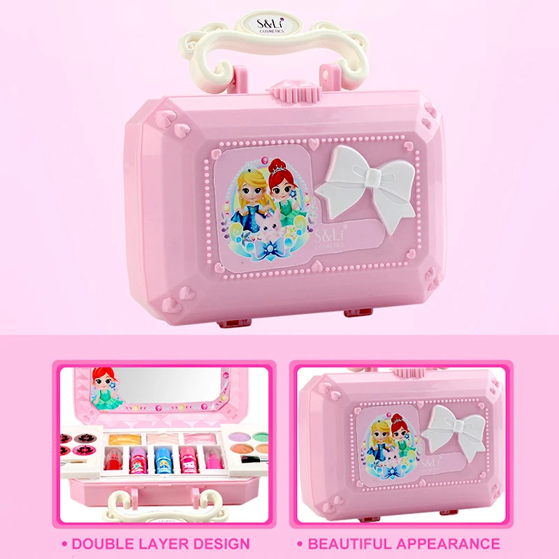 S22606 Prinses Draagbare Baby Kinderen Cosmetica Schoonheid Mini Box Make-up Baby Meisje Speelgoed Speelhuis Meisjes Games Make-up Kit Speelgoed