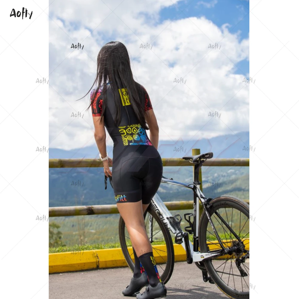 Kafitt Women's Colombia Black Professional Short Sleeve Couple Cycling Triathlon suit Bike Skinsuit Sets Maillot Ropa Ciclismo