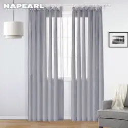 Barato cinza tule cortina de linho puro para sala estar quarto cozinha voile tule sheer cortinas tratamentos janela