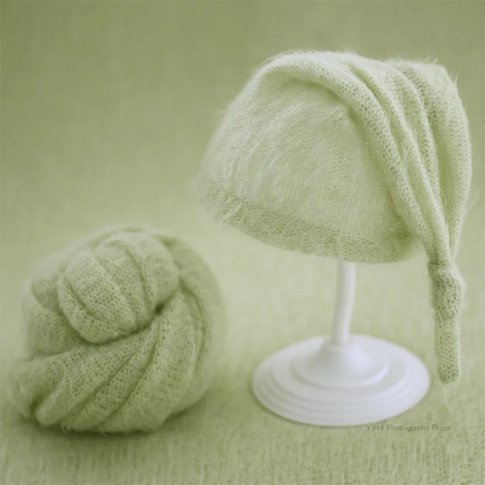 

Newborn Photography Props Baby Wraps HAT Photo Shooting Accessories Photograph Studio Blanket Backdrop Mohair Elastic Fabric