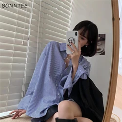 Shirts Women BF Striped Long Sleeve Korean Style Lady Classic Fashion All-match Streetwear Chic Autumn Female New Arrival Loose