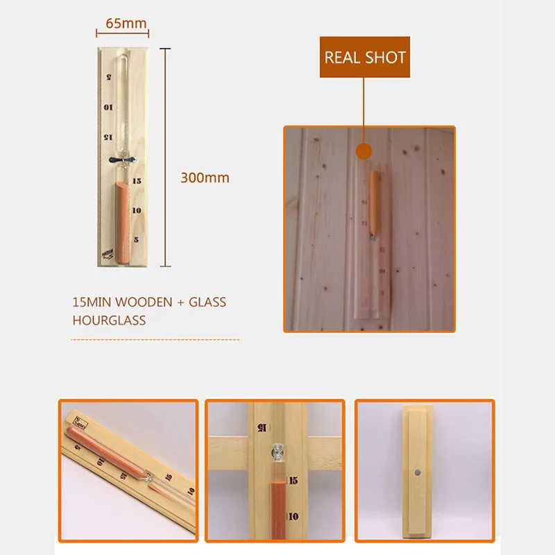 Sauna Equipment Set Wooden Barrel Temperature and Humidity Meter Timing Hourglass Sauna Room Steam Room Accessories