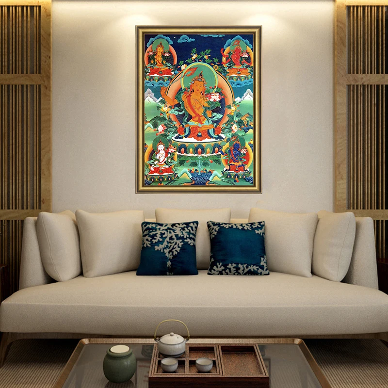 Thangka Five Manjusri Buddha Painting Tibetan India Chinese Religion Canvas Print Painting Poster Art Wall Picture Home Decor