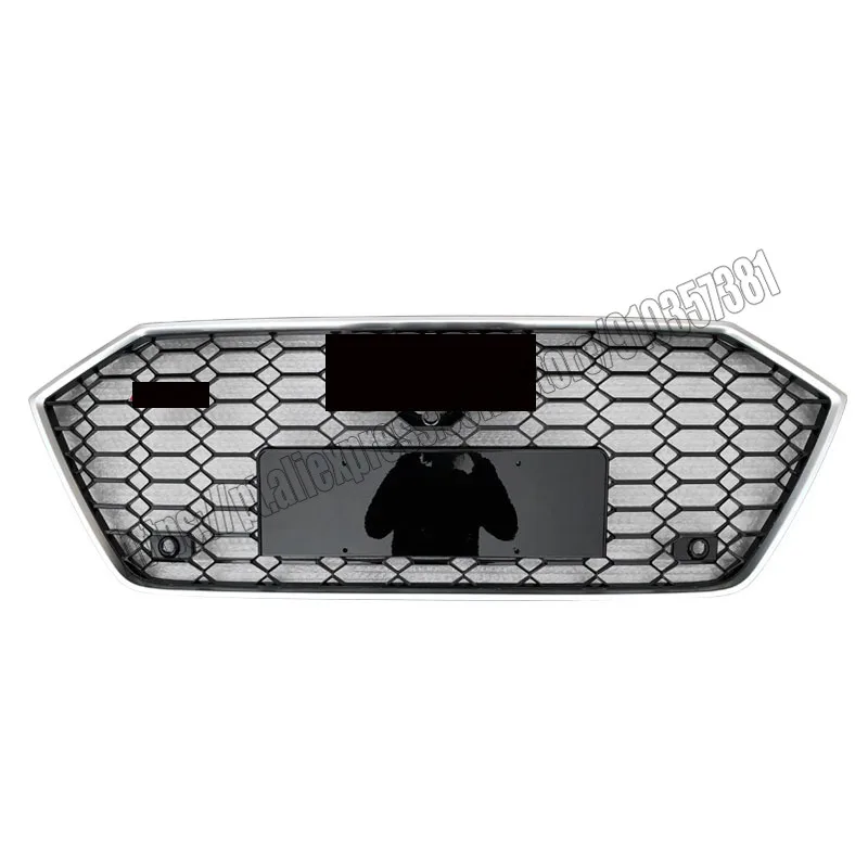 Rs7 style honeycomb mesh grill for audi a7 s7 2019 2020 2021 shiny Black ABS front bumper hood racing grid