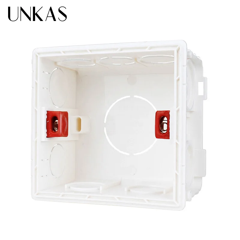 UNKAS-caja de montaje ajustable de plástico PVC, Cassette interno 86x83x50 para interruptor y enchufe tipo 86, nuevo diseño