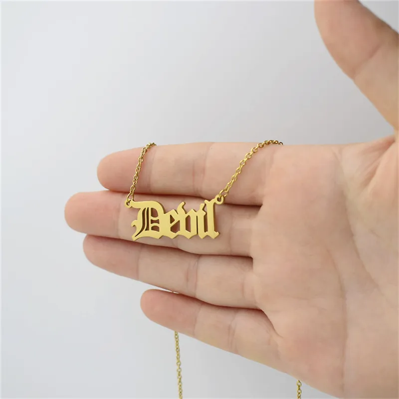 

European Hot Style Stainless Steel New Personality Creative Letter Devil Clavicle Necklace Female