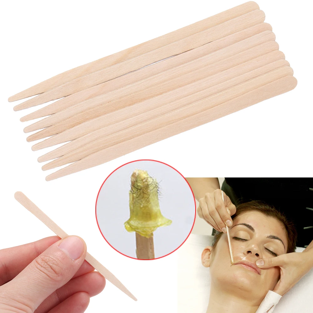 100Pieces Wooden Wax Applicator Sticks Hair Remover Special One-Time Face Eyebrows Body Hair Removal Wiping Stick Beauty Tools