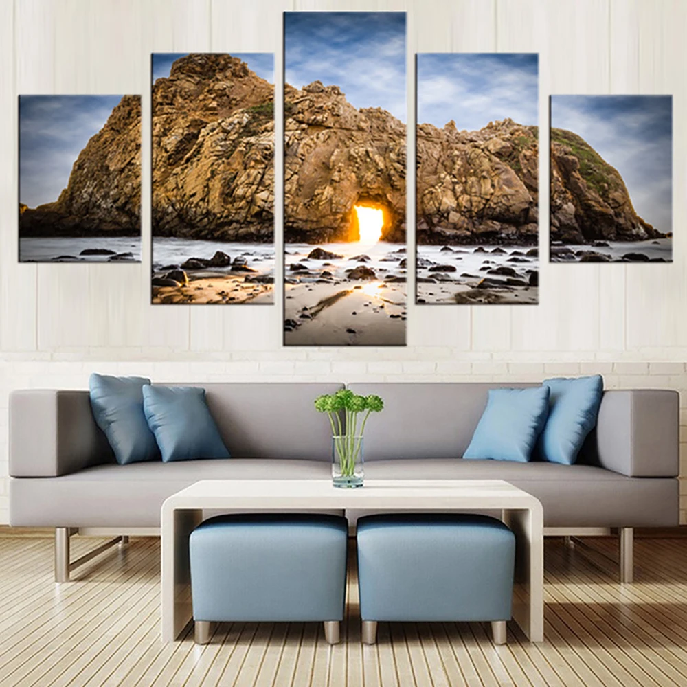 5 Pieces Wall Art Canvas Painting Landscape Poster Boulders Modular Pictures Living Room Modern Home Decoration Framework