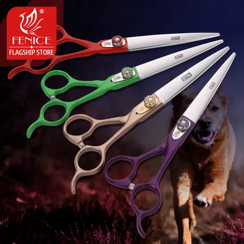 Fenice JP440C Professional Dog Grooming Scissors - 7.0 7.5 8.0 Inch Straight Cutting Shears for Pet Tesoura Tijeras