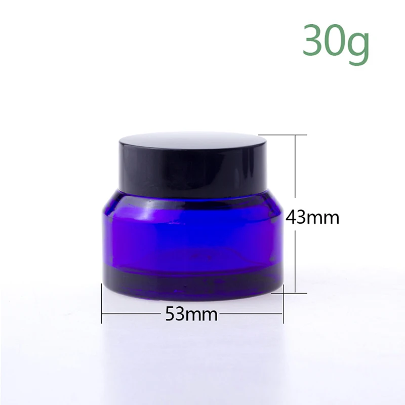 1PCS 15g/30g/50g Blue Glass Amber Cosmetic Facial Cream Bottles Lip Balm Sample Container Jar Store Vials Travel Makeup Pots