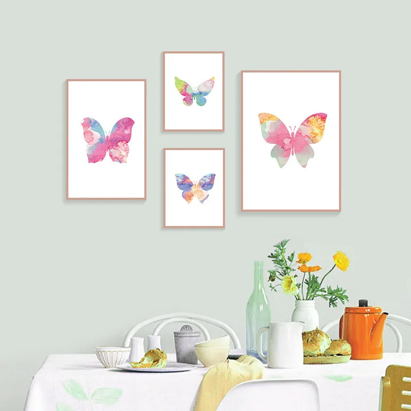 Leinwand Malerei Minimalistischen Bunten Schmetterling Kunst Poster Drucke Wand Bild Für Wohnzimmer Kinder Schlafzimmer Wohnkultur