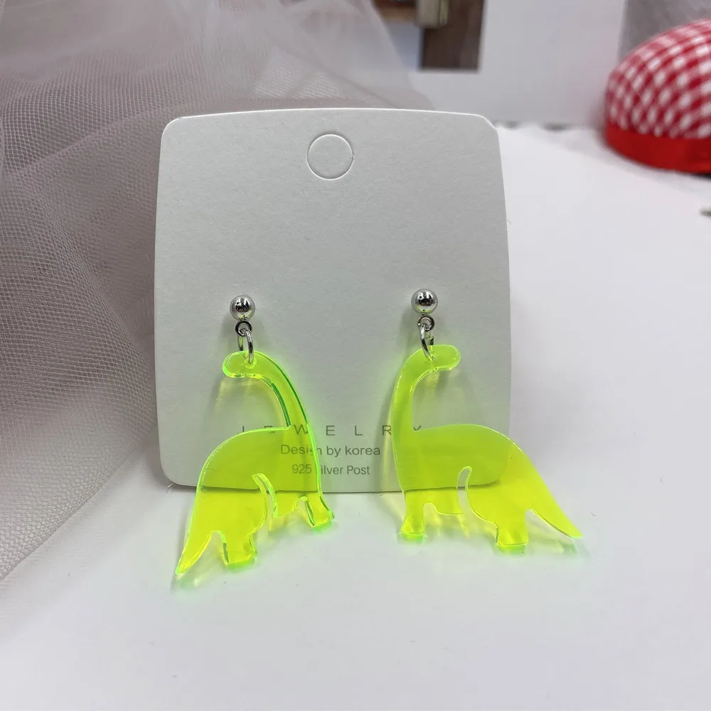 Cute Colorful Animal Acrylic Little Dinosaur Earrings for Girls Women Children Birthday Gift Lovely Jewelry