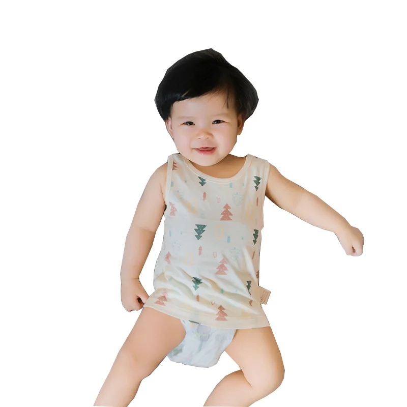 

New children clothing color cotton 2021 children's sling boys and girls cotton summer boneless bottoming vest baby T-shirt 0-5T