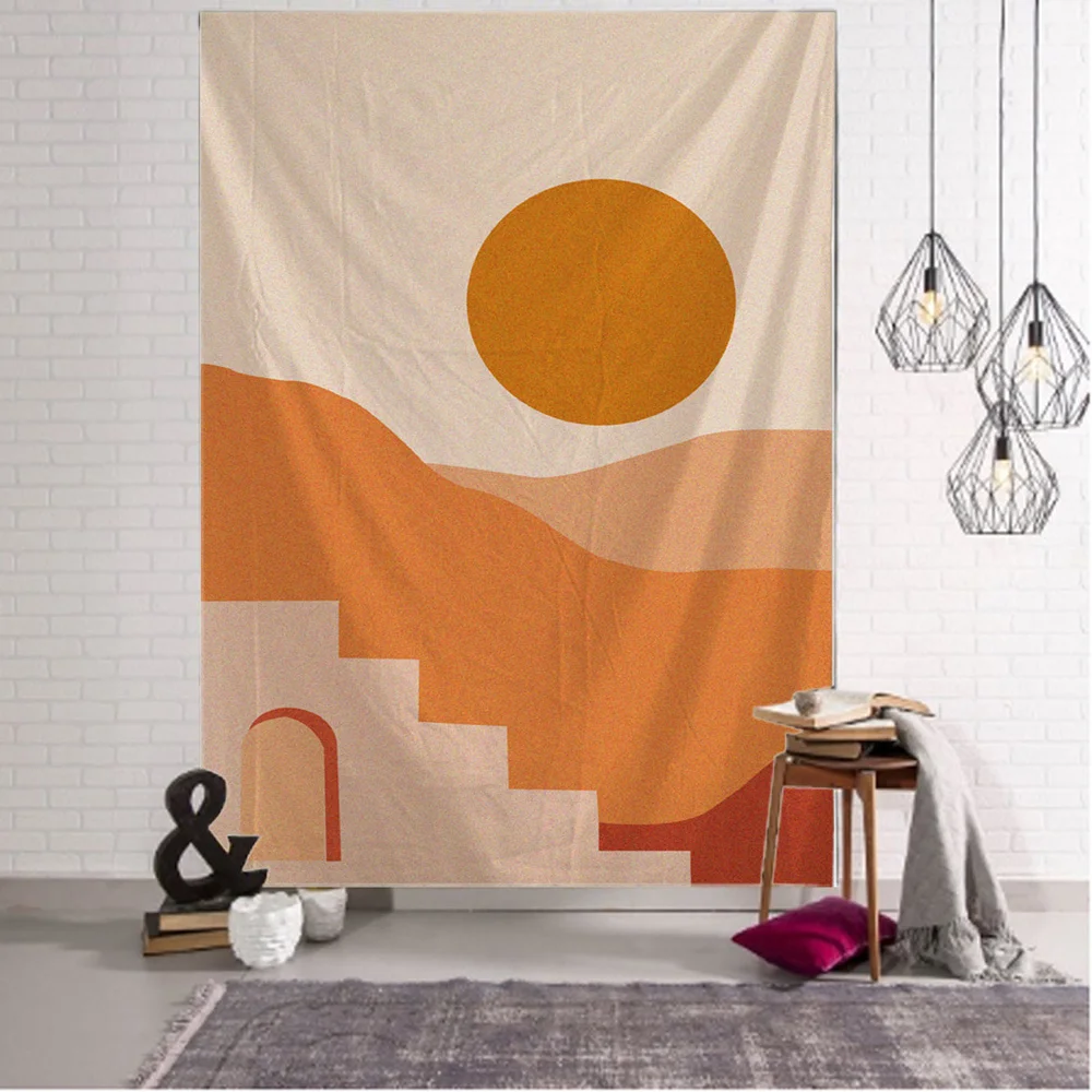 

Painting Sun and Moon Scenery Background Decoration Tapestry Line Landscape Home Background Decoration