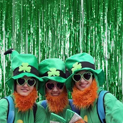 Green Foil Fringe Curtain,St Patrick' Day Backdrop Decoration,Irish Festival Party Decorations