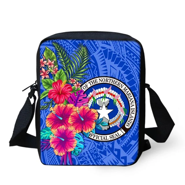 Northern Mariana Islands Floral Messenger Bag Tropical Leaves Phone Bags For Girls School Frangipani Box Mochila Infantil Custom