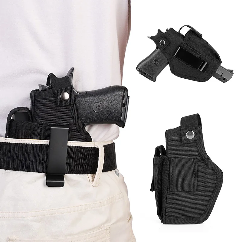 Tactical Waist Belt Holster Right Left Handed Cuttable Concealed Pistol Carry Case Pouch For Magazine Flashlight