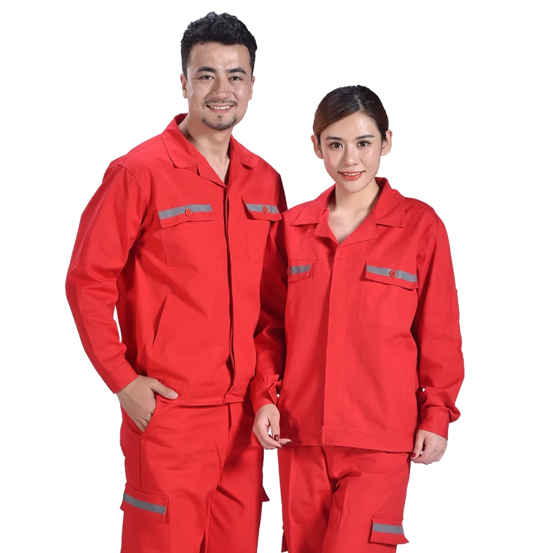 Worker Clothing Set Factory Uniforms Long-sleeve Coveralls Welding Suit Reflective Strip Fire Fighter 100%cotton Repairmen Suits