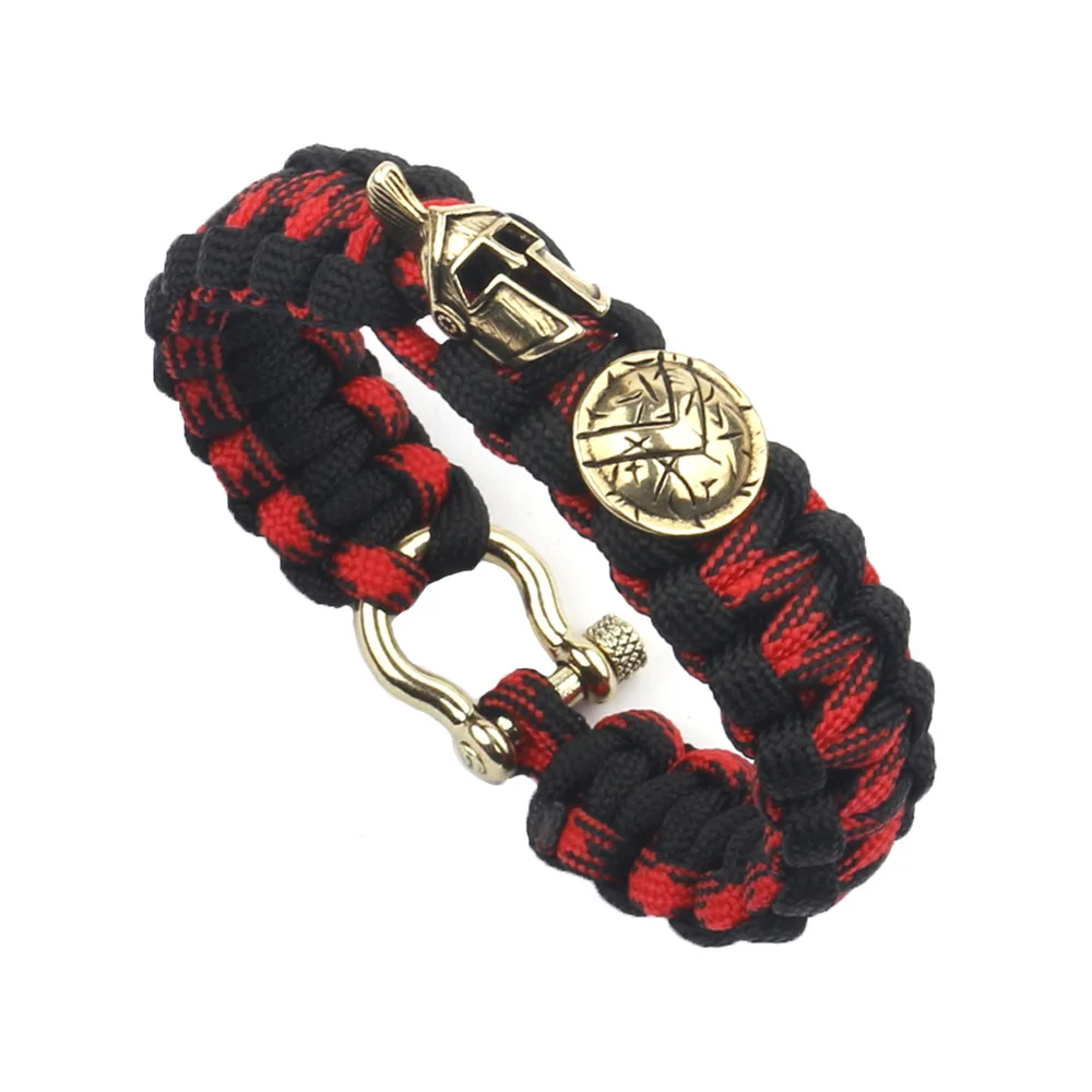 Wilderness Life-Saving Survival Bracelet Seven-core Umbrella Rope Bracelet Fashion Retro Spartan Helmet Shield Bracelets for Men