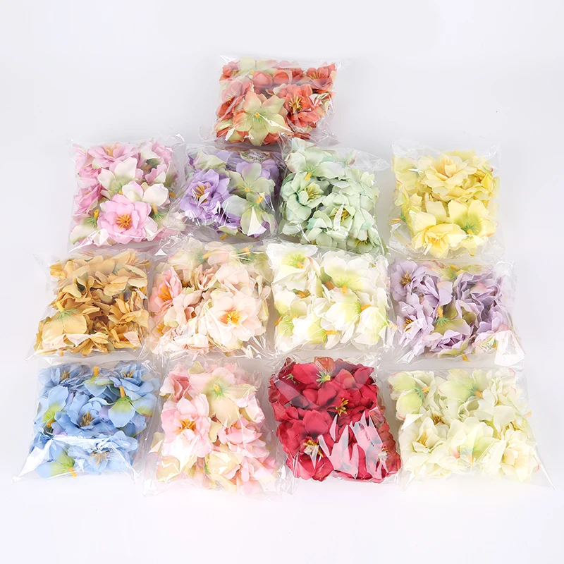 Silk Rose 5cm Artificial Flower Head Orchid For Wedding Decor Party DIY Wreath Christmas Scrapbooking Craft Fake Flower Garland