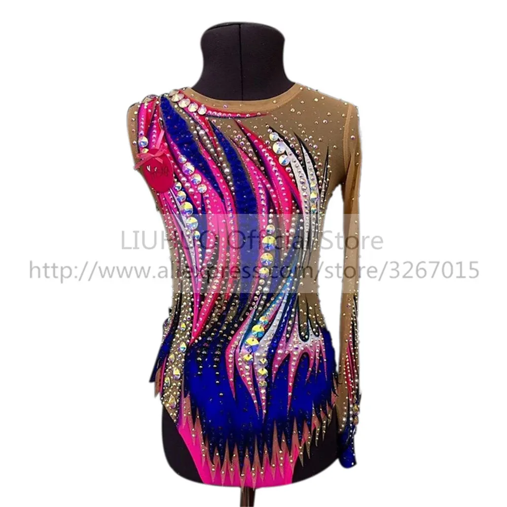 LIUHUO Women's Girls'  performance Rhythmic gymnastics competition Leotard Artistic Costume Ice Skating Dress Dance Multicolor