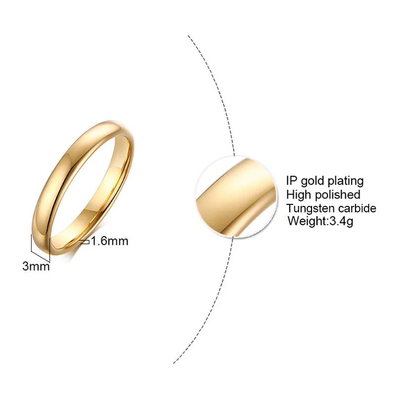 Simple 3mm/4mm/6mm/8mm Tungsten Steel Rings for Women Men Gold Silver Color Minimalist Engagement Wedding Ring Size 5-13