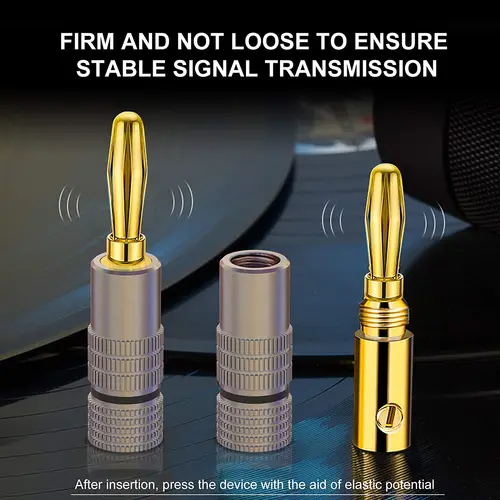 Imagen 2 del producto Conectores tipo banana 2 pares/4 piezas, conectores jack de doble tornillo chapados en oro de 24 quilates para amplificador, altavoces, receptor