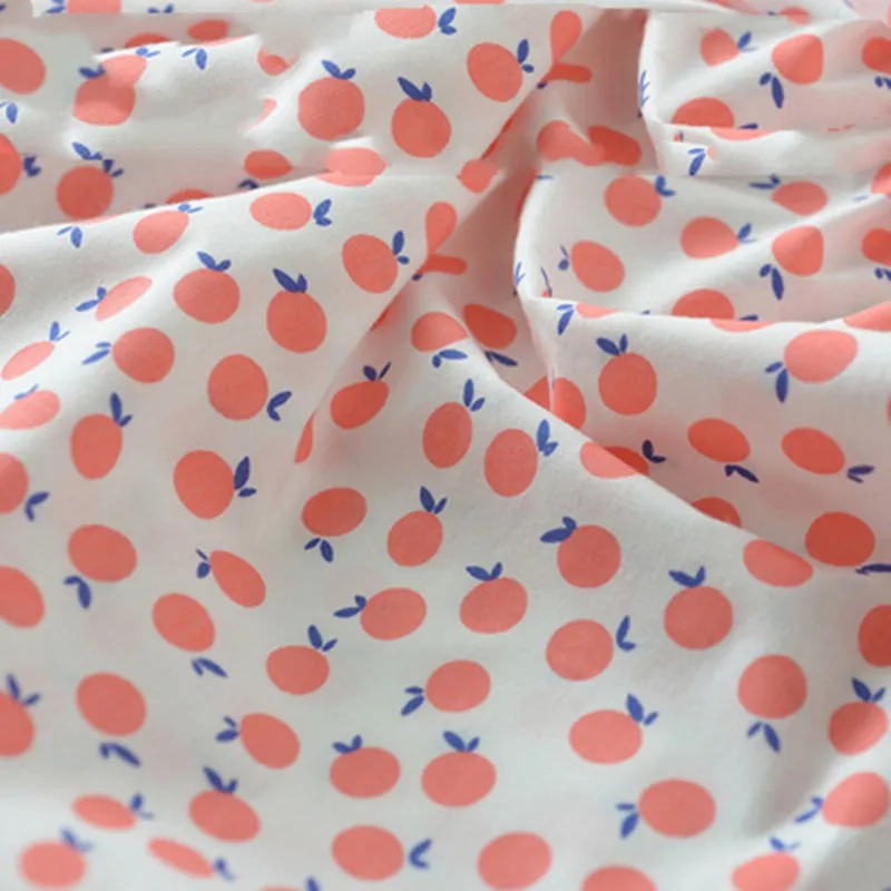 Half Meter Summer Dress Shorts Thin Soft 100% Cotton Plain Fabric, Cute Carrot Pineapple Grapefruit Red Flower Print T1135