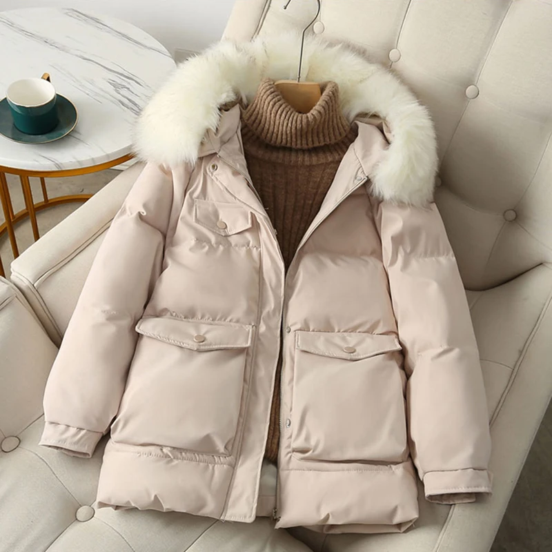 

New 2022 Women Jacket Winter Thick Hooded Cotton Coats Female Korean Loose Parkas Ladies Outwear
