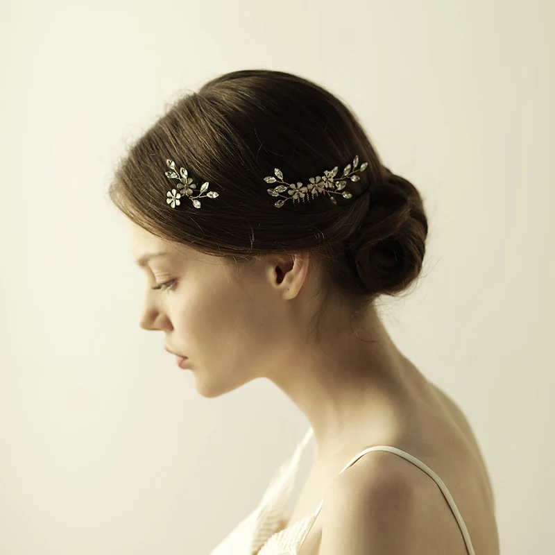 O844-1 Crystal Vrouwen Bruiloft Haar Accessoires Koreaanse Parel Haar Decoratie Accessoires Voor Bruid Haar Kam Met Bloemen