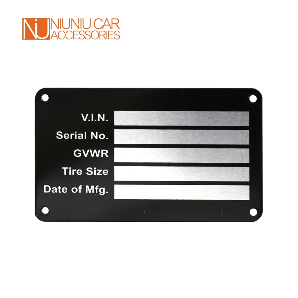 Heavy Duty Aluminum Trailer ID Tag Vin Plate Serial GVWR Medical Blank Powder Coated Finish RV Parts Camper Accessories