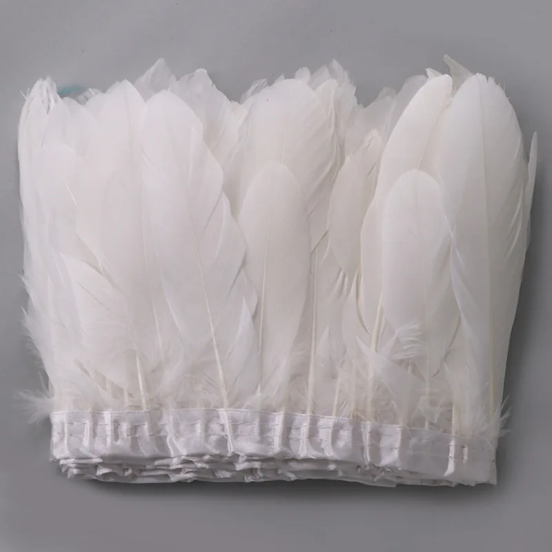 Wholesale 10 yards Goose Feathers Trims Fringe Geese Feather Ribbon Black White Feathers for Crafts Wedding Feathers Decoration