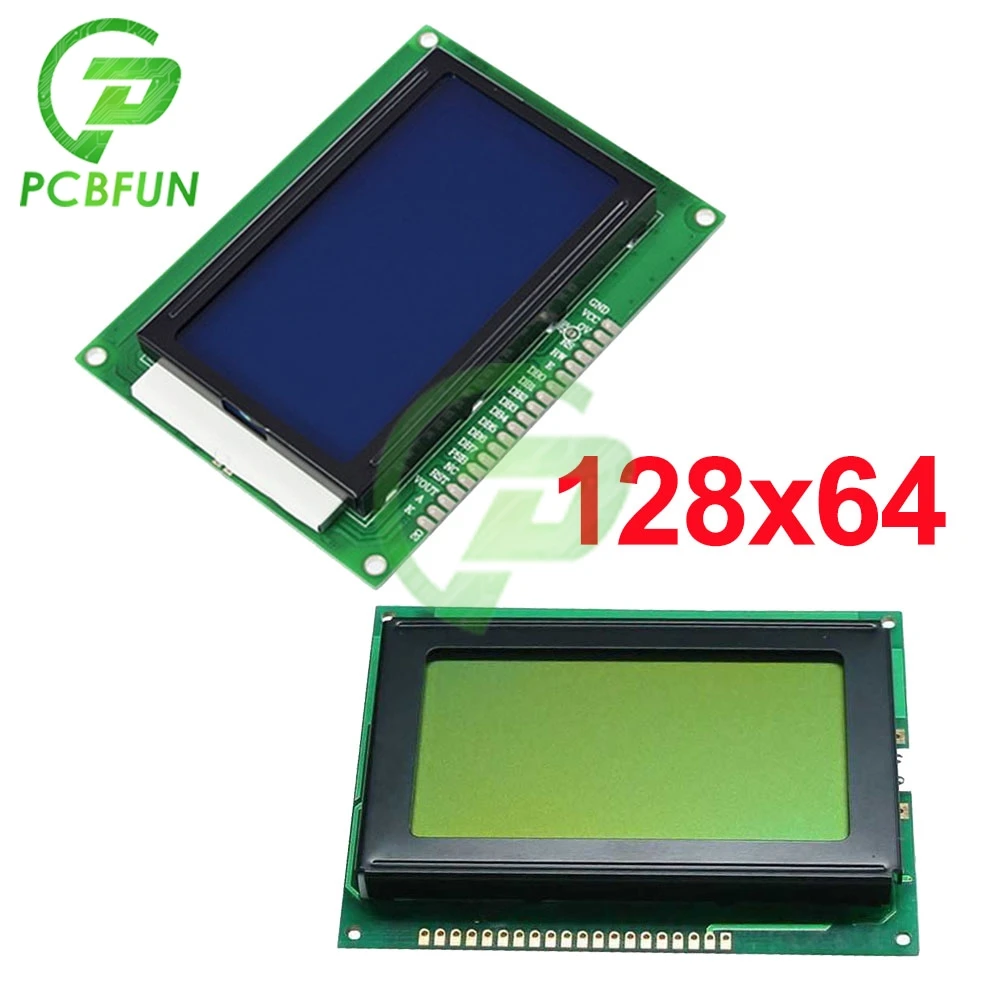 12864 128X64 Character Yellow /Blue Screen LCD Display Module Blue Backlight Fully Assembled Tested Serial LCD 128x64 Module