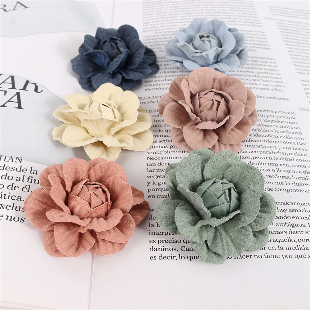 10 sztuk sztuczny ekologiczny kwiat z mikrofibry głowa kwiatów Home Decor girlanda ślubna dekoracje DIY akcesoria do stanika do włosów