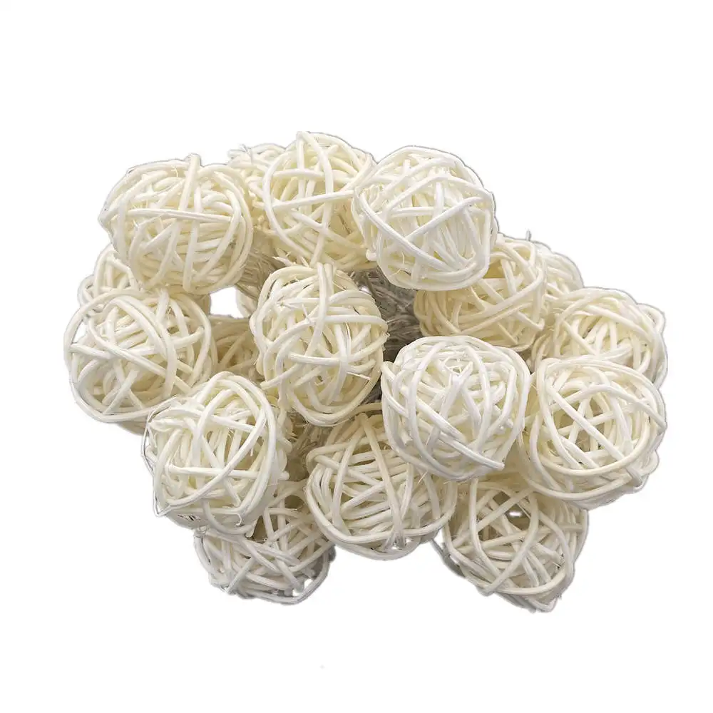 LED Baterai String Lights 2 M 20 pcs Putih Handmade Rotan Balls String Lights Peri Partai Patio Natal Dekorasi Pernikahan