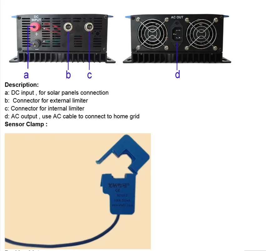3Meters Sensor Limiter WIFI plug For SUN-WAL-LCD 1000W/2000W MPPT Wind Grid Tie Inverter and SUN solar grid tie inverter